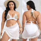 Damen gehäkelter Bikini-Oberteil mit floralen Applikationen R&B