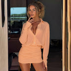 Damen Elegante Bluse mit übergroßem Schnitt und raffinierten Wickeldetails R&B