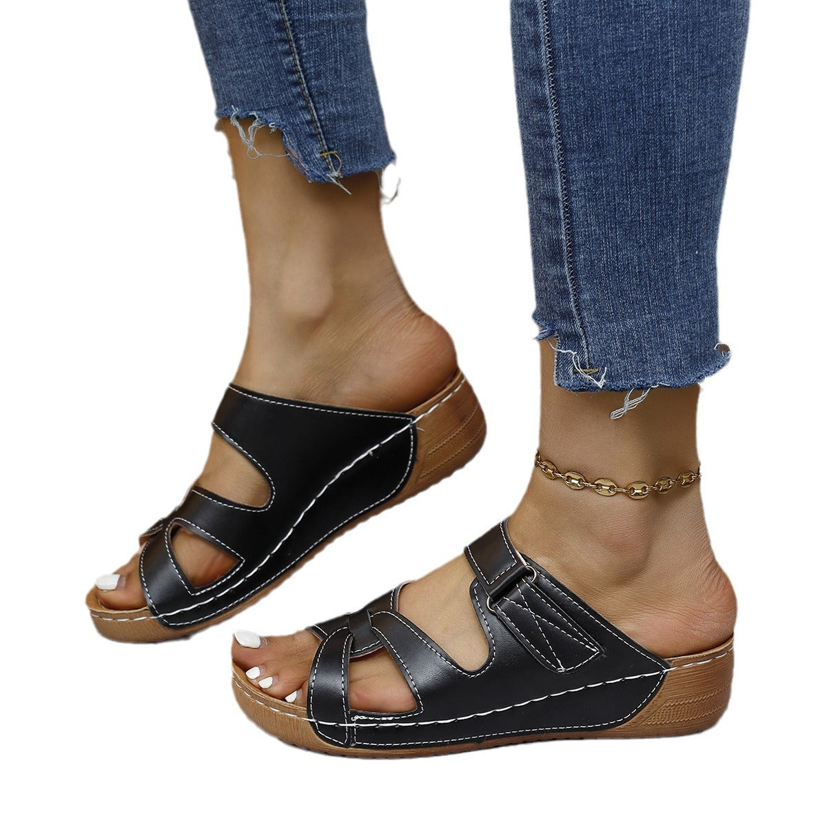 Damen Bequeme Zehentrenner-Sandaletten mit verstellbarem Riemendesign und anatomischem Fußbett R&B