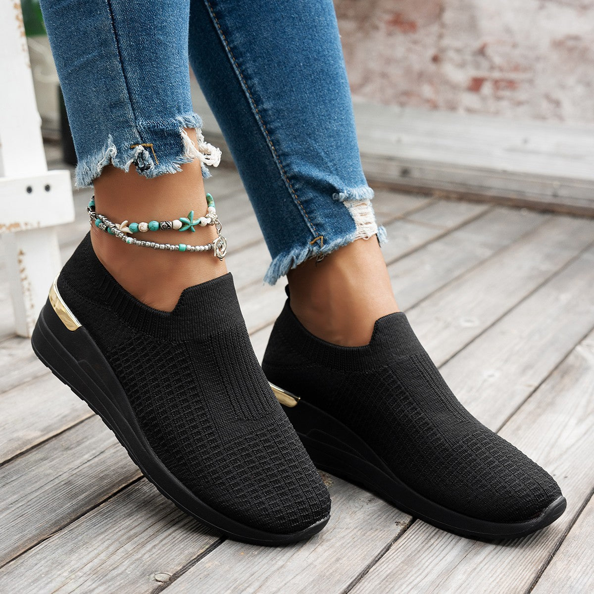 Damen Slip-On Sneaker mit ergonomischem Fußbett und elastischem Obermaterial R&B