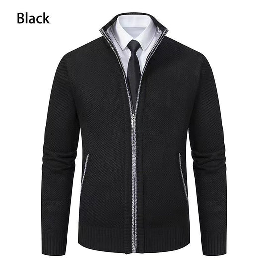 Herren modische Strickjacke mit hohem Kragen und durchgehendem Reißverschluss R&B