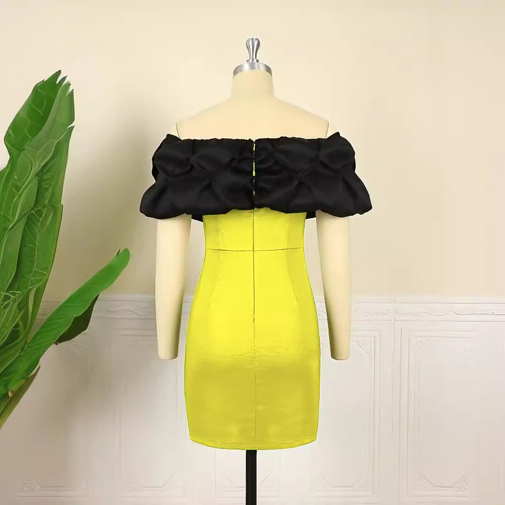 Damen Cocktailkleid mit voluminösem Tüllkragen R&B