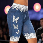 Damen Designer-Shorts mit floralen Spitzen- und Schmetterlingsapplikationen R&B