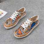 Damen Sneaker mit Korksohle und buntem Schlangenmuster R&B
