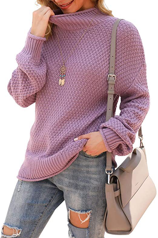 Damen Pullover mit hohem Kragen und strukturiertem Strickmuster R&B