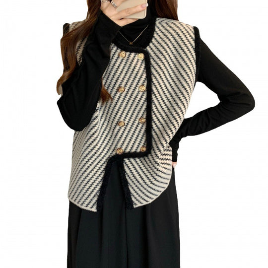 Damen Strickweste mit elegantem Schnitt und klassischen Knopfdetails R&B