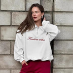 Damen Oversized Fleece-Hemd mit Reißverschluss und elegantem Schriftzug R&B