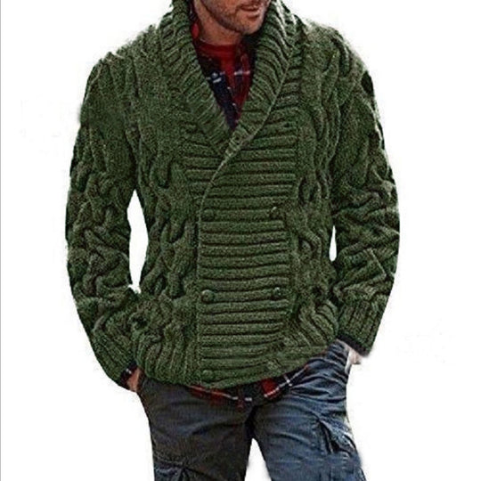 Herren Strickjacke mit doppelter Knopfleiste und kreativem Zopfmuster R&B