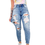 Damen Ripped Denim Jeans R&B