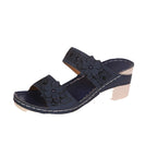 Damen Komfortable Wedge-Pantoletten mit floralem Dekor R&B
