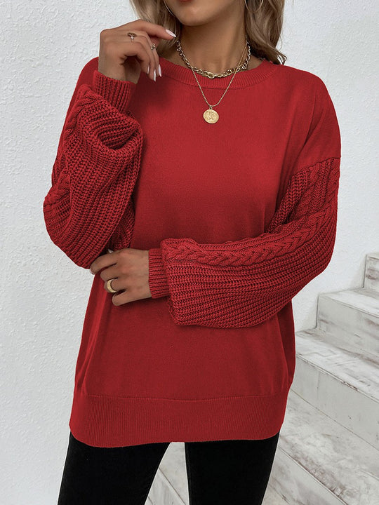 Damen Pullover mit strukturierten Ärmelpartien und lockerer Passform R&B