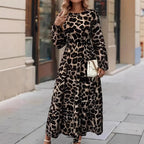 Damen Maxikleid mit modernem Leopardenmuster