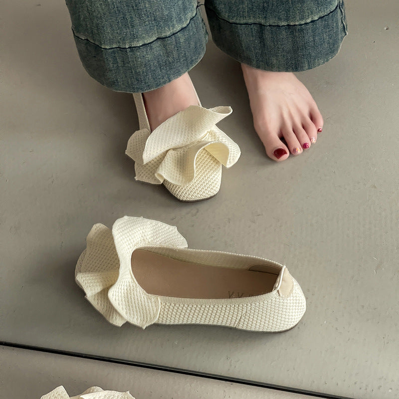 Damen Ballerina-Schuhe mit eleganter Rüschendekoration