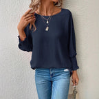 Damen Oversized Bluse mit lässigem Schnitt und elastischen Ärmeln R&B
