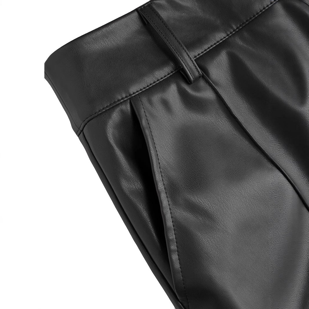 Damen elegante Culotte aus hochwertigem Kunstleder R&B