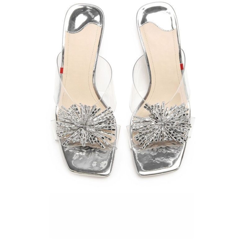 Damen glamouröse Mules mit eleganter Blütenverzierung R&B