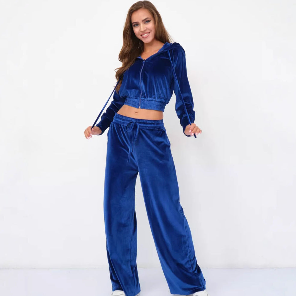 Damen Luxuriöses Fleece-Loungewear-Set mit Kapuze und lockerer Passform R&B