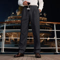 Herren elegante Streifen-Hose R&B