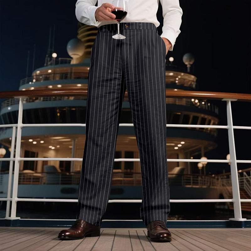 Herren elegante Streifen-Hose R&B
