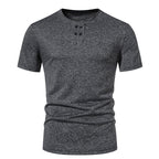 Herren Kurzarm-Henley-T-Shirt mit modischem Knopfdesign und atmungsaktiver Baumwollqualität