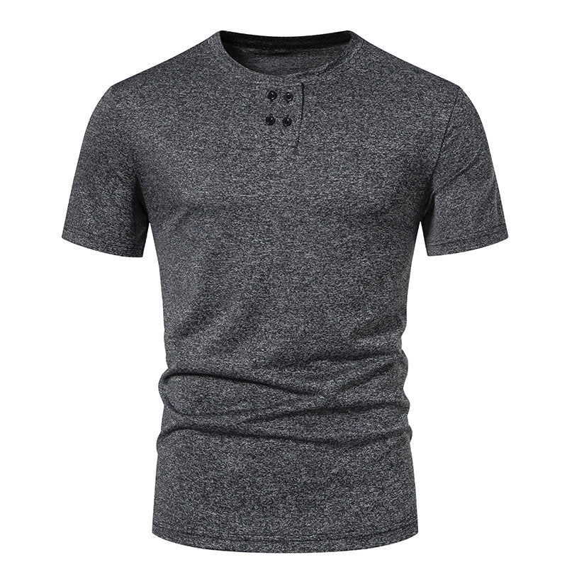 Herren Kurzarm-Henley-T-Shirt mit modischem Knopfdesign und atmungsaktiver Baumwollqualität