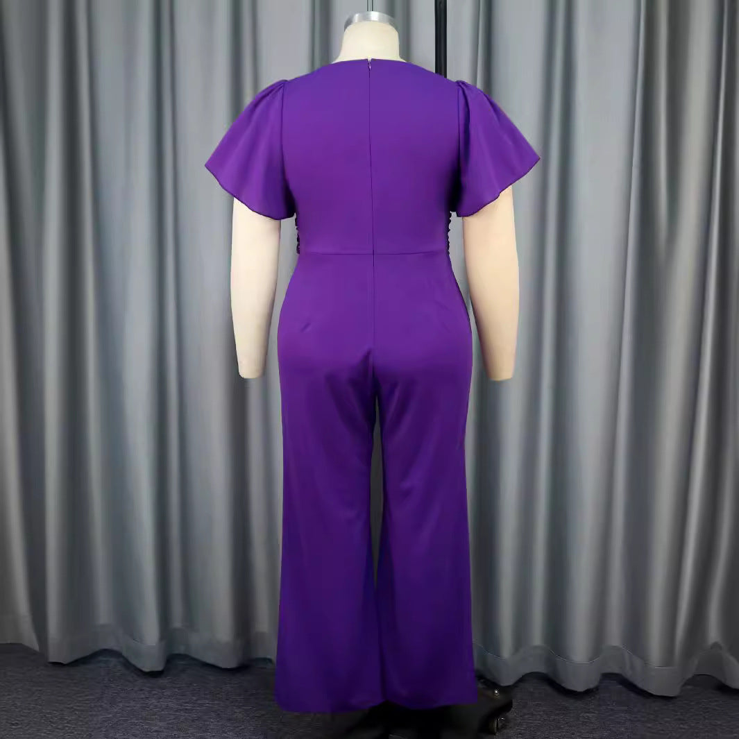 Damen Eleganter Jumpsuit mit asymmetrischem Design und eleganter Schleifenapplikation R&B