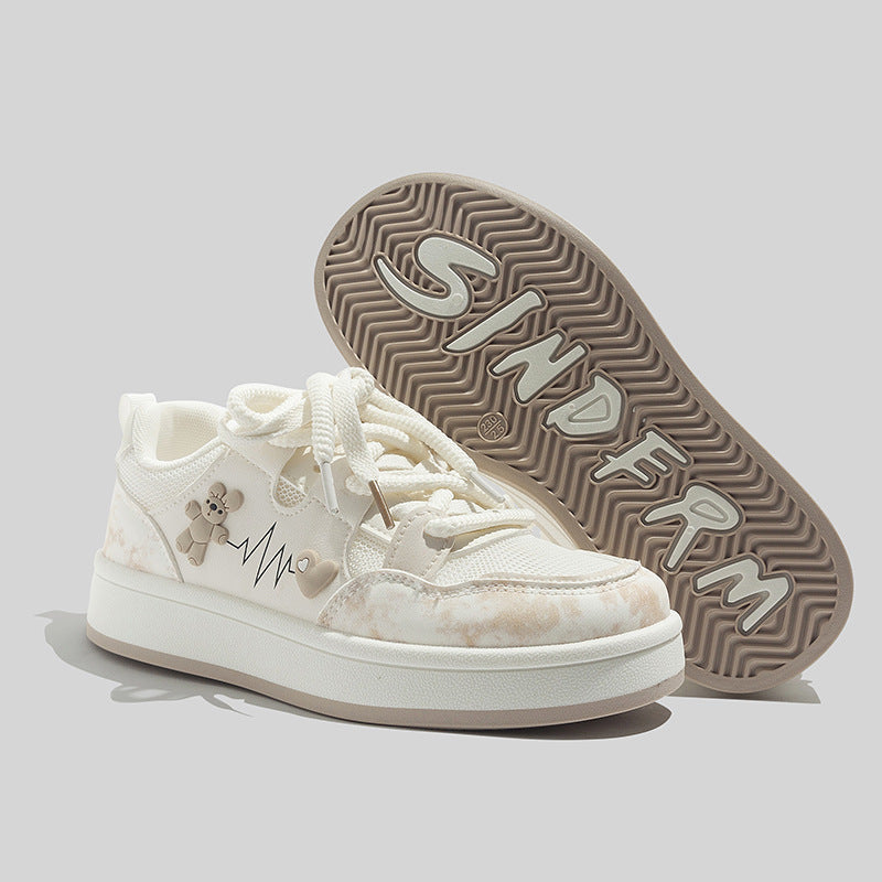 Damen Sneakers mit charmantem Bärenmotiv und atmungsaktiver Oberflächenstruktur R&B