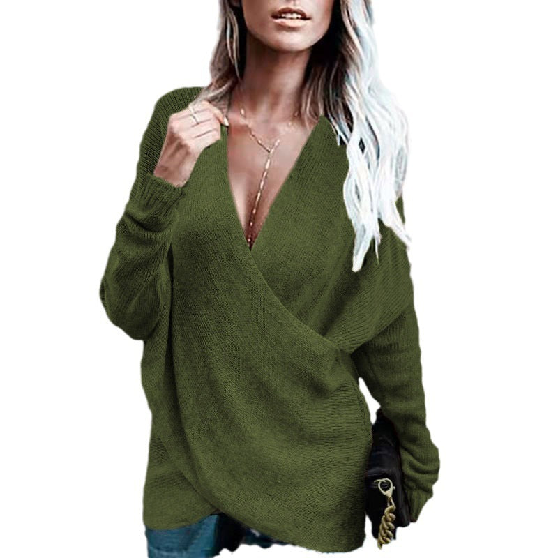 Damen Wickelstrickpullover mit lässigem Schnitt R&B