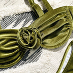 Damen Triangel-Bikini mit verstellbaren Trägern und floralem Detail R&B