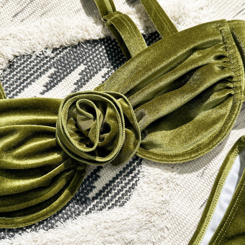 Damen Triangel-Bikini mit verstellbaren Trägern und floralem Detail R&B