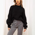 Damen lässiger Strickpullover mit voluminösen Ärmeln und modernem Design R&B