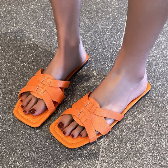 Damen stylische Riemchen-Pantoletten mit komfortabler Sohle R&B