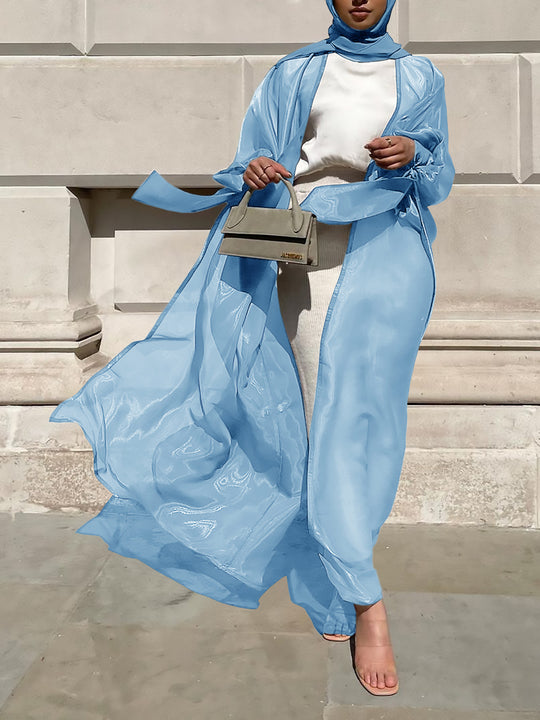 Damen Luftige Kimono-Jacke mit filigranem Design und weiten Ärmeln R&B
