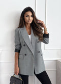 Damen Karomuster Blazerjacke mit doppelter Knopfleiste und tailliertem Schnitt R&B