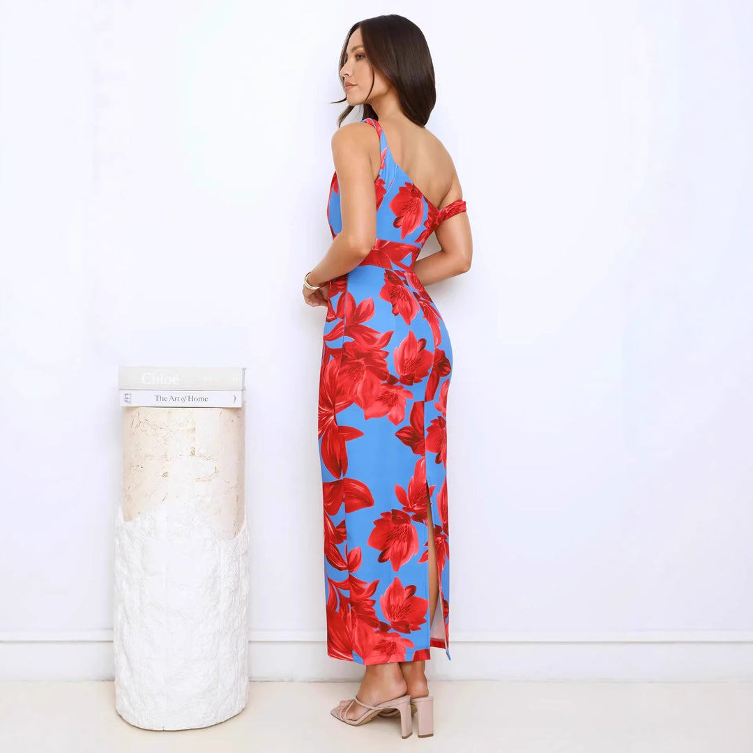 Damen Maxikleid mit einzigartigem floralem Design und verstellbaren Trägern R&B