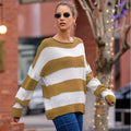 Damen Strickpullover mit modernen Streifen und lässigem Schnitt R&B
