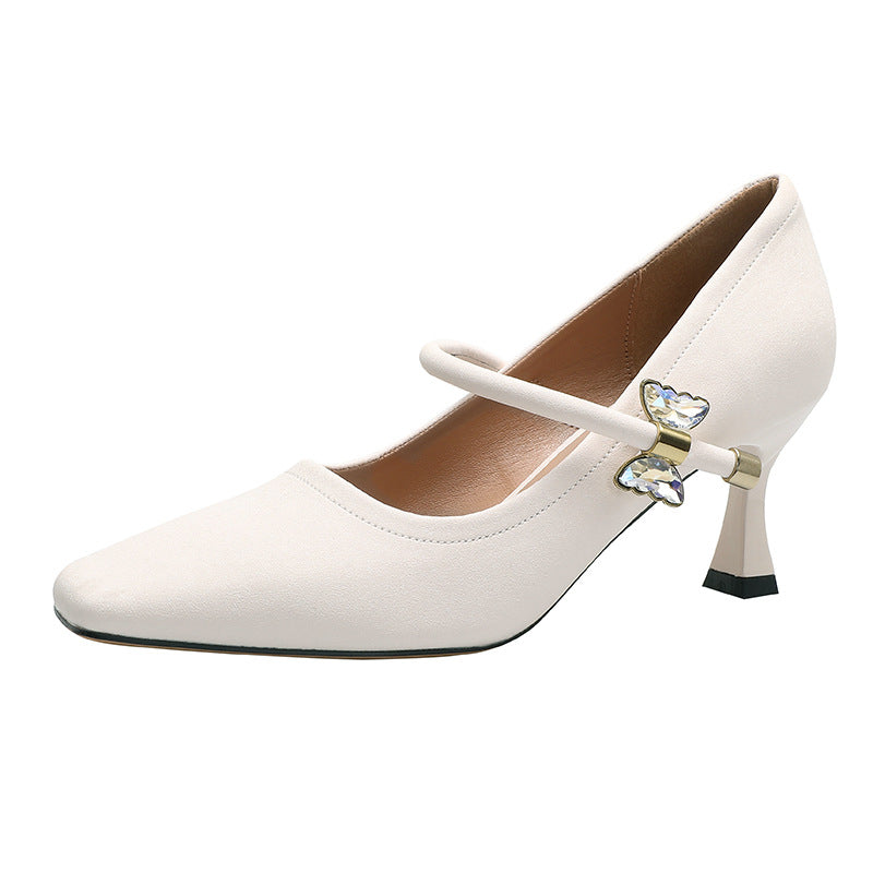 Damen elegante Mary Jane Pumps mit dekorativen Schmuckdetails