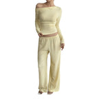 Damen Set aus luftigem Oberteil und weitem Hosen R&B