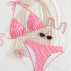 Damen Triangel-Bikini mit verspieltem Pünktchenmuster und verstellbaren Trägern R&B