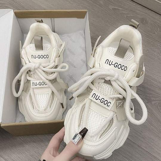 Damen Sportliche Chunky Sneakers mit atmungsaktiver Mesh-Oberfläche und innovativem Schnürsystem R&B