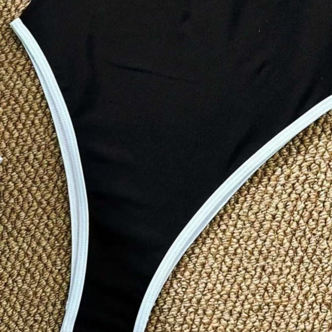 Damen Einteiler Badeanzug mit modischem Bustier und verstellbaren Trägern R&B