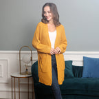 Damen lässiger Strickcardigan mit Taschen und offenem Schnitt