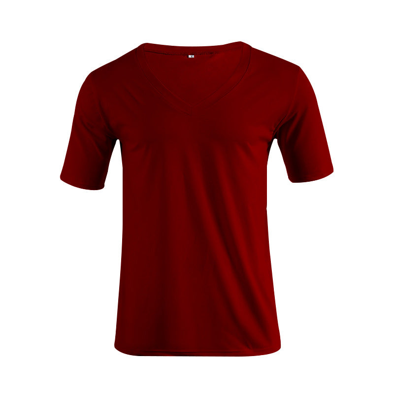 Herren nan V-Ausschnitt T‑Shirt aus feinem Jersey mit schmaler Silhouette und flachen Nähten R&B