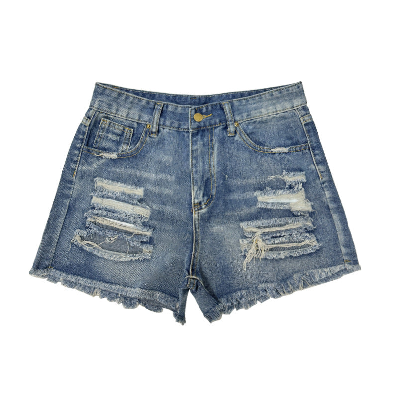 Damen Destroyed Denim Shorts R&B