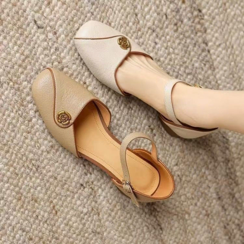 Damen Elegante Sling-Sandalen mit dekorativen Knopfdetails R&B