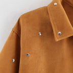 Damen modische Oversized-Jacke mit dekorativen Nieten R&B