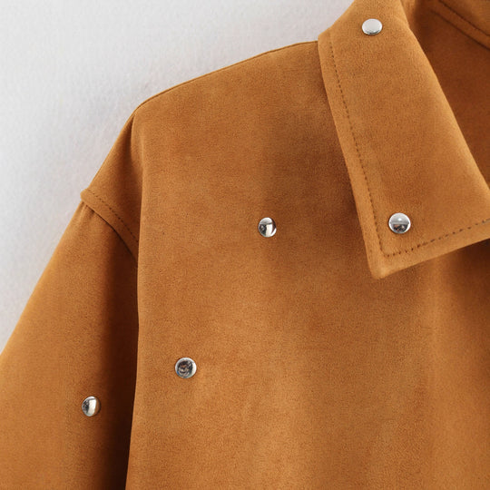 Damen modische Oversized-Jacke mit dekorativen Nieten R&B