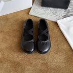 Damen Ballerinas mit elastischem Kreuzband und weicher Lederoberfläche R&B