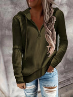 Damen Zip-Hoodie mit strukturiertem Rippdesign und durchgehendem Reißverschluss R&B