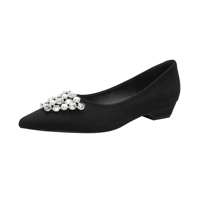 Damen elegante Ballerinas mit funkelndem Schmuckelement